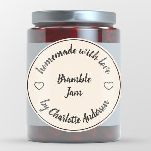Homemade Made with Love   Hart Jam Cream Ivory Ronde Sticker