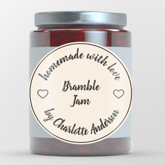 Homemade Made with Love | Hart Jam Cream Ivory Ronde Sticker