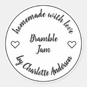 Homemade Made with Love | Heart Jelly Jam Canning Ronde Sticker (Voorkant)
