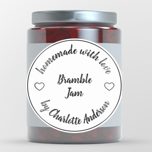 Homemade Made with Love | Heart Jelly Jam Canning Ronde Sticker