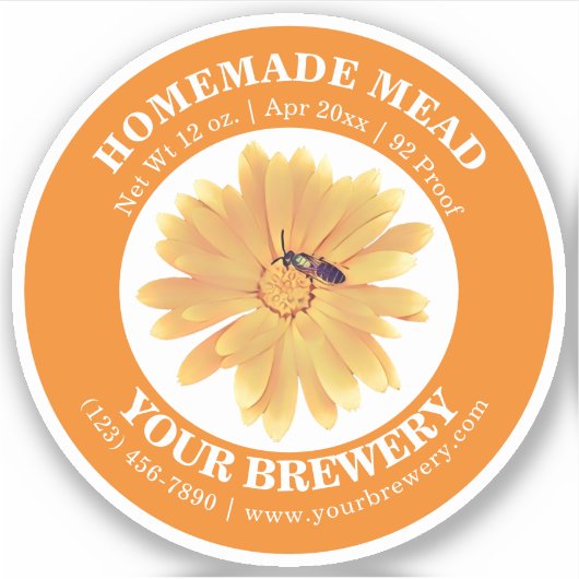 Homemade Mead Bottle Label Sticker (Voorkant)