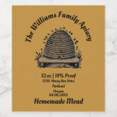 Homemade Mead | Honingwijn | bijenkast Wijn Etiket (Enkel label)