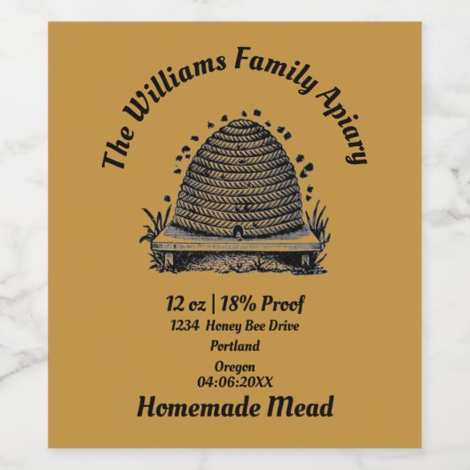 Homemade Mead | Honingwijn |  bijenkast Wijn Etiket (Enkel label)