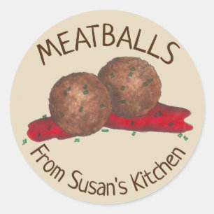 Homemade Meatballen Italiaans Keuken, gepersonalis Ronde Sticker