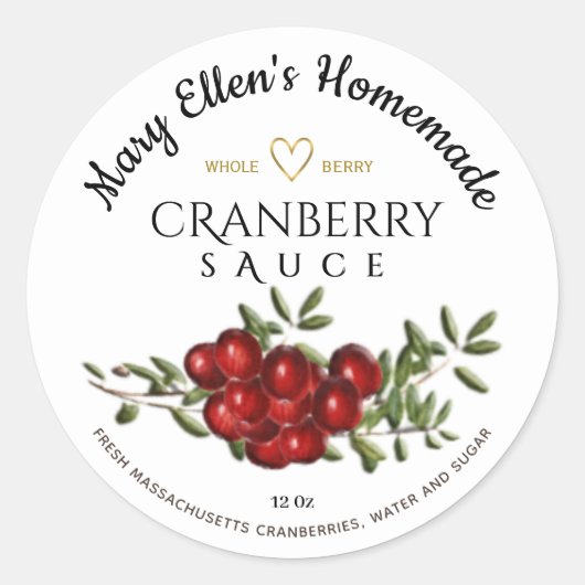 Homemade met het etiket 'Cranberry Sauce' (Voorkant)