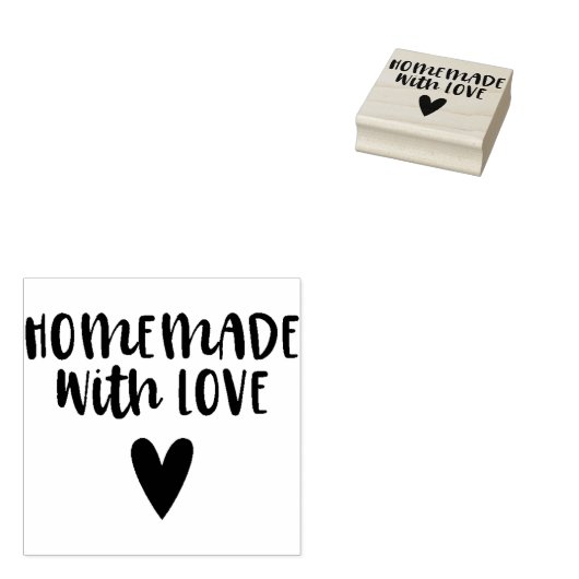Homemade met het hart van het liefdesscript rubberstempel (Gestempeld)