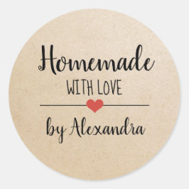 Homemade met het liefdeskraftscript gepersonalisee ronde sticker