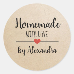Homemade met het liefdeskraftscript gepersonalisee ronde sticker