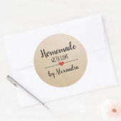 Homemade met het liefdeskraftscript gepersonalisee ronde sticker (Envelop)