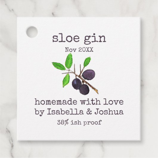 Homemade met het liefdeslabel Sloe Gin Bedankjes Labels (Voorkant)