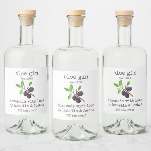 Homemade met het liefdeslabel Sloe Gin Likeurfles Etiket (Flessen)