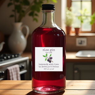 Homemade met het liefdeslabel Sloe Gin Likeurfles Etiket