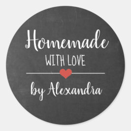Homemade met het manuscript van het liefdesbord aa ronde sticker