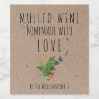 Homemade met label 'Love Mulled Wine Kraft Paper'