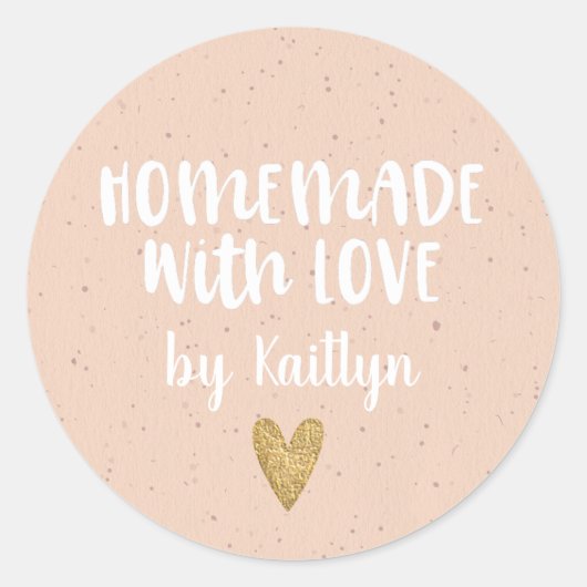 Homemade met liefde Blush Pink Classic Round Stick Ronde Sticker (Voorkant)