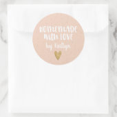 Homemade met liefde Blush Pink Classic Round Stick Ronde Sticker (Tas)
