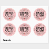Homemade met liefde Blush Pink Classic Round Stick Ronde Sticker (Vel)