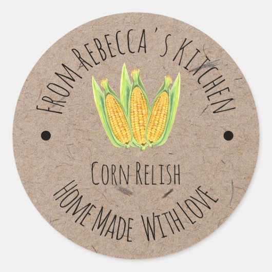 Homemade met liefde Corn Relish Ronde Sticker (Voorkant)