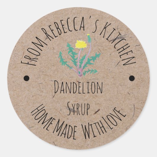 Homemade met liefde Dandelion Syrup Label (Voorkant)
