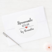 Homemade met liefde eenvoudige witte manuscriptdou ronde sticker (Envelop)
