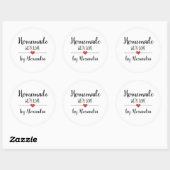 Homemade met liefde eenvoudige witte manuscriptdou ronde sticker (Vel)