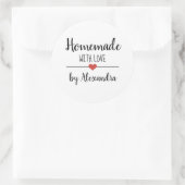 Homemade met liefde eenvoudige witte manuscriptdou ronde sticker (Tas)