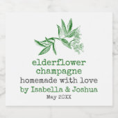 Homemade met liefde Elderflower Chanpagne-etiket Sparkling Wijnetiket (Enkel label)