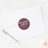 Homemade met Liefde Gepersonaliseerde Bourgogne Gi Ronde Sticker (Envelop)