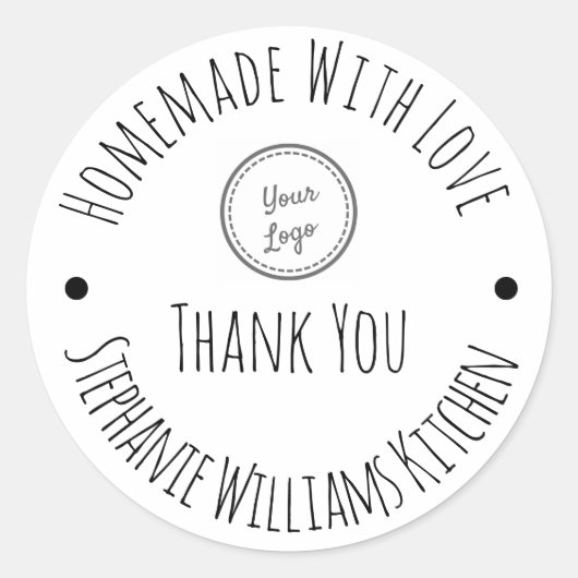Homemade met liefde Je Logo Dank je Ronde Sticker (Voorkant)
