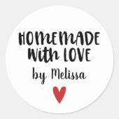 Homemade met liefde op maat ronde sticker (Voorkant)