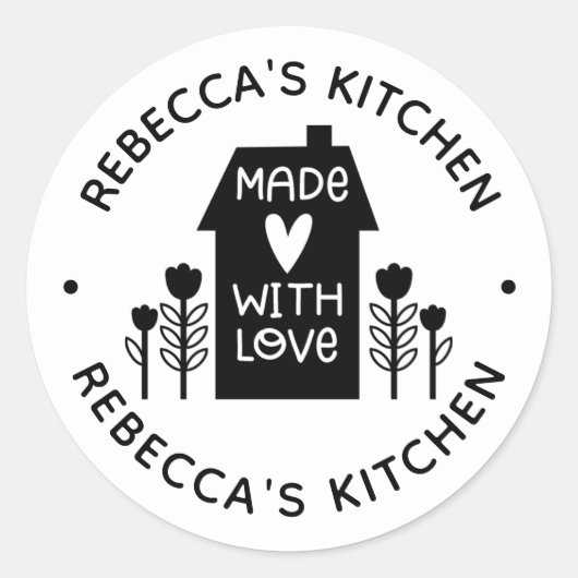Homemade met liefde op maat ronde sticker (Voorkant)