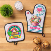 Homemade met liefde ovenwant & pannenlap set (Top down)