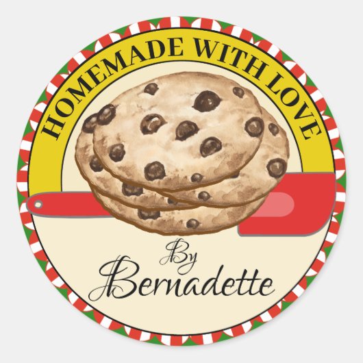 Homemade met liefde ronde sticker (Voorkant)