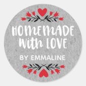 Homemade met liefde ronde sticker (Voorkant)