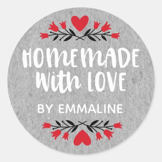 Homemade met liefde ronde sticker (Voorkant)