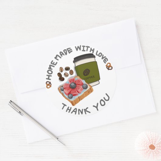 Homemade met liefde ronde sticker (Envelop)