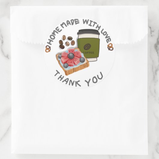 Homemade met liefde ronde sticker (Tas)