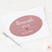Homemade met liefde  roze ovale sticker (Envelop)