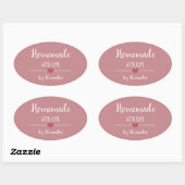 Homemade met liefde  roze ovale sticker (Vel)