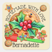 Homemade met liefde vierkante sticker (Voorkant)