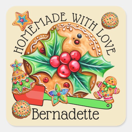 Homemade met liefde vierkante sticker (Voorkant)