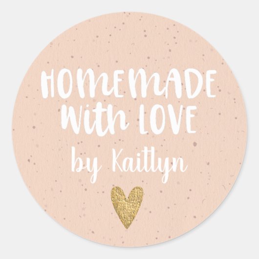 Homemade met liefdesblindroze ronde sticker (Voorkant)