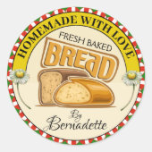 Homemade met liefdesbrood ronde sticker (Voorkant)
