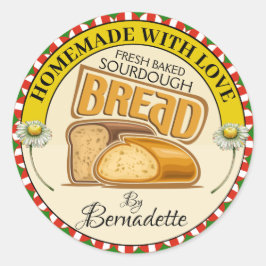 Homemade met liefdesbrood ronde sticker