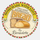 Homemade met liefdesbrood ronde sticker (Voorkant)