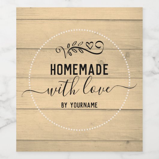 Homemade met liefdesbrood wijn etiket (Enkel label)