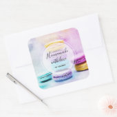 Homemade met liefdesfoto's van kleurrijke Macarons Vierkante Sticker (Envelop)