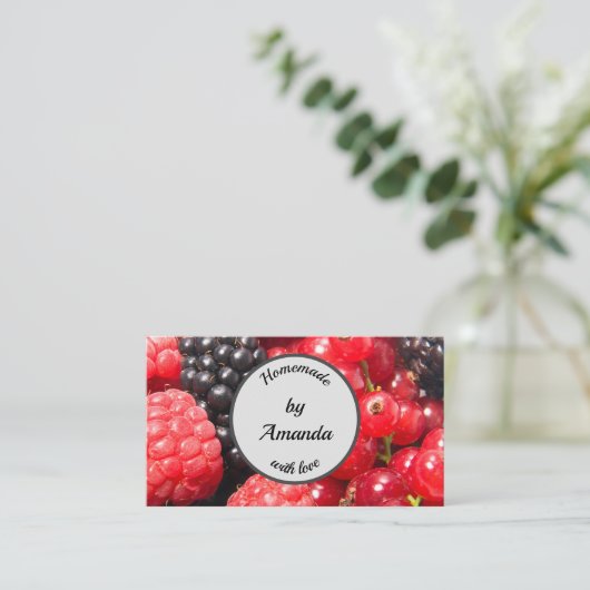 Homemade met liefdesfruitfoto aanpasbaar visitekaartje (Staand voorkant)
