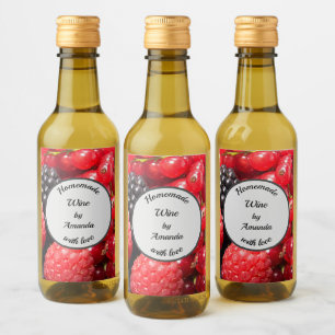 Homemade met liefdesfruitfotoflesje wijn etiket