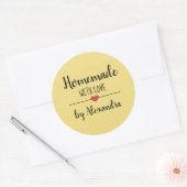 Homemade met liefdesgeel script, aangepast ronde sticker (Envelop)